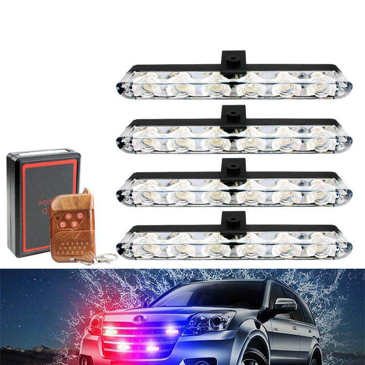 汽车4x6led 汽车卡车应急闪烁灯中网爆闪灯无线遥控一拖四红蓝灯