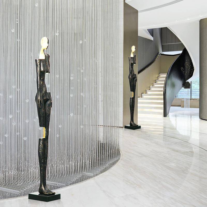 画型人形艺术雕塑落地灯计师酒店廊大堂展厅创意设大人体雕像931