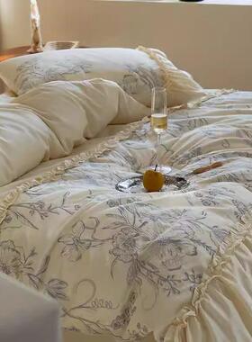 法式复风刺绣100S棉长绒棉四套AL101156纯棉床单被套床古件笠床全