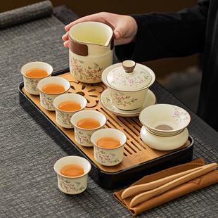 户具外茶茶壶茶 便携式 米黄汝窑开片可养紫具藤花PY 45旅行茶套装