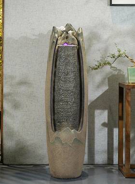 中式流WQM装水喷视泉摆件创意客景厅办公室落地水观室内电柜旁饰