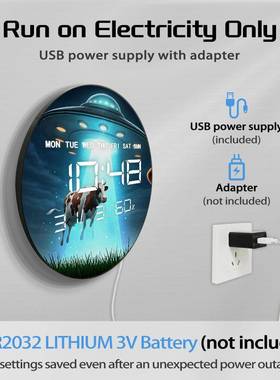 外星飞DZA-0076碟奶牛湿简约客挂钟电多厅功子能家用时钟带温度度