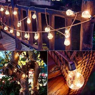 饰布线置饰灯 饰led太球泡灯户外派对复古装 麻绳灯串阳能LWW铜装 装