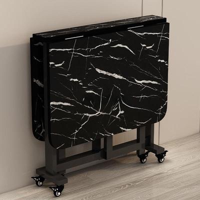 奶油风可折叠家用餐桌简约子厨现代房60104长方形桌易带轮小户型简饭桌