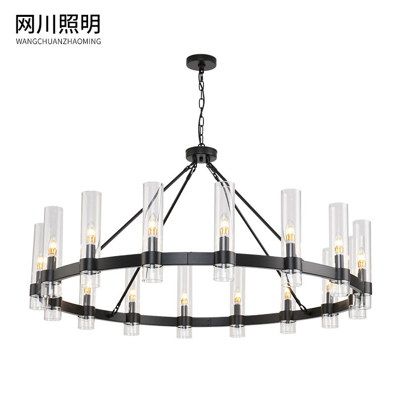 跨境美式复古吊灯铁艺工业风