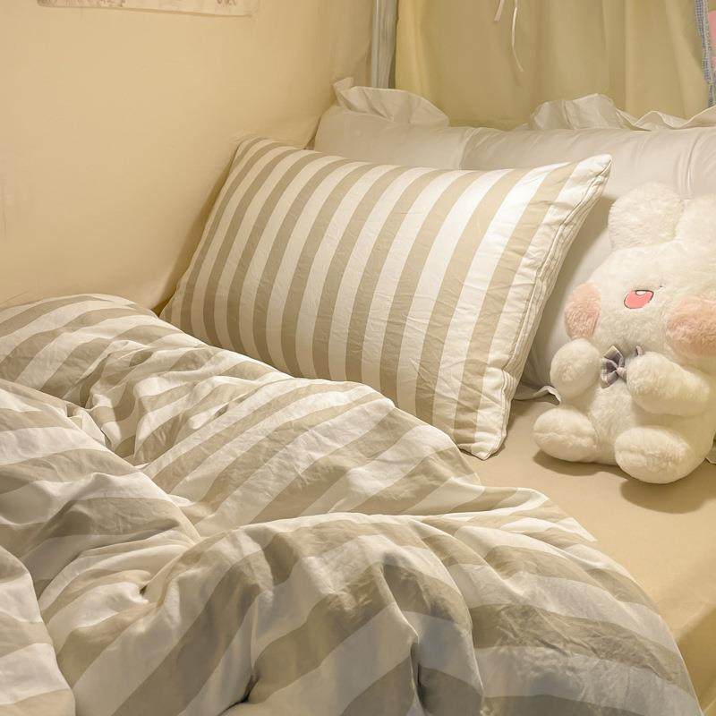 网水纹洗棉床上四件套条被套单学生宿舍单双床人昕好三件套床上销