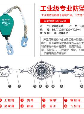 力虎厂家直销坠器速差自控器防高空坠落自锁器3/51/7/1OIO0/5防/2