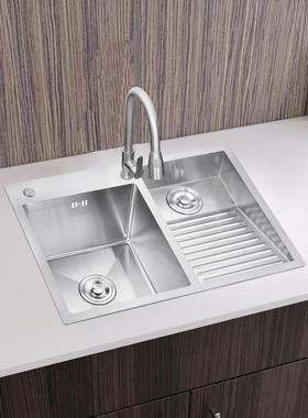 家厂SS304不锈钢阳台洗衣水槽带搓板洗衣池手家SHUIC工加厚台U下