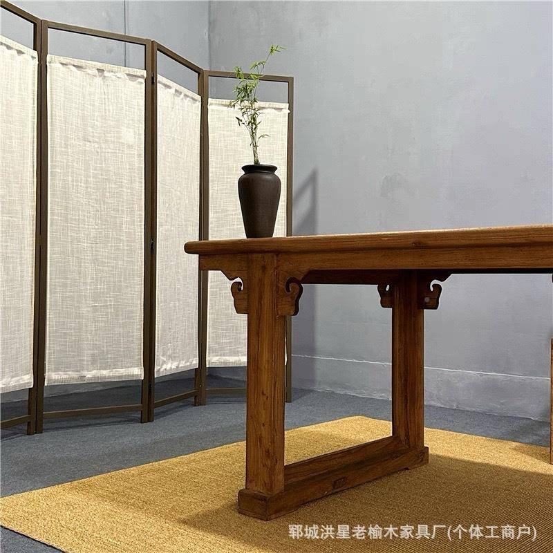 老榆木茶几实木客长原条桌复古式家中用木PDL餐桌茶台厅书桌大板
