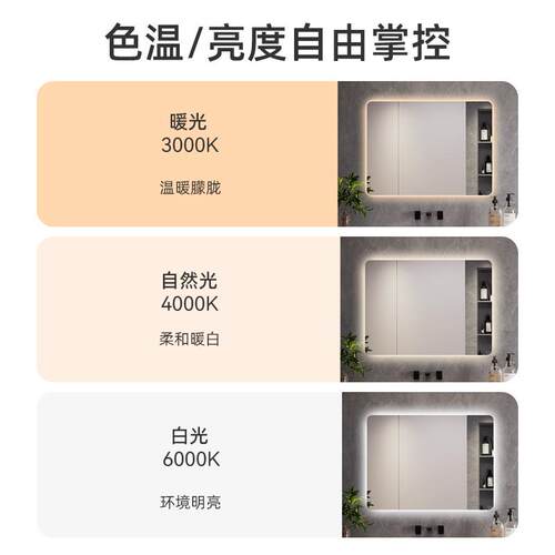 镜832跨境挂壁方形除浴室酒店卫生间雾LED感应发光触摸屏智子能镜