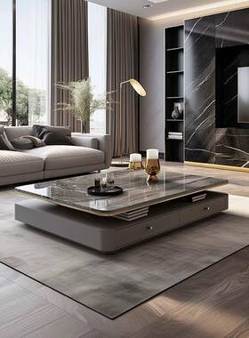 款现茶几客家用代极简储物HVZ岩板厅茶桌意式轻奢风小户型新桌子