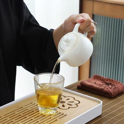 收茶具羊脂家收纳茶具玉白瓷用纳茶套装带茶盘简约功夫便携旅行泡