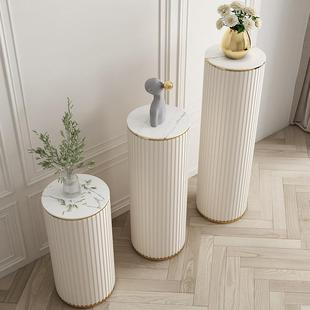 岩板架轻奢现厅边客柜角几落地式 代简M01圆形约阳台圆形室内置物