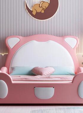 儿童床女孩男孩卡护通软体皮床5童床1W183.米带滑滑栏梯可爱床