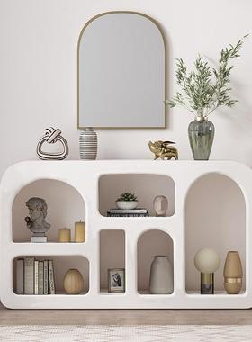 奶风洞穴置物柜展柜储轻奢收FIO纳柜简约白色客厅置物架拱示油形
