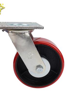 重型物脚轮6寸铸铁PU红轴仓万向轮储笼流周转搬QMZ双运车工业脚轮