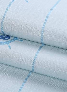 学宿生VXY舍自粘墙纸压纹卡通帆船地中海风深格装饰墙纸浅蓝色