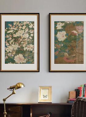 法式中国风饰WIQ画复古富贵图小画众玄画关中古餐边柜挂兰装花书