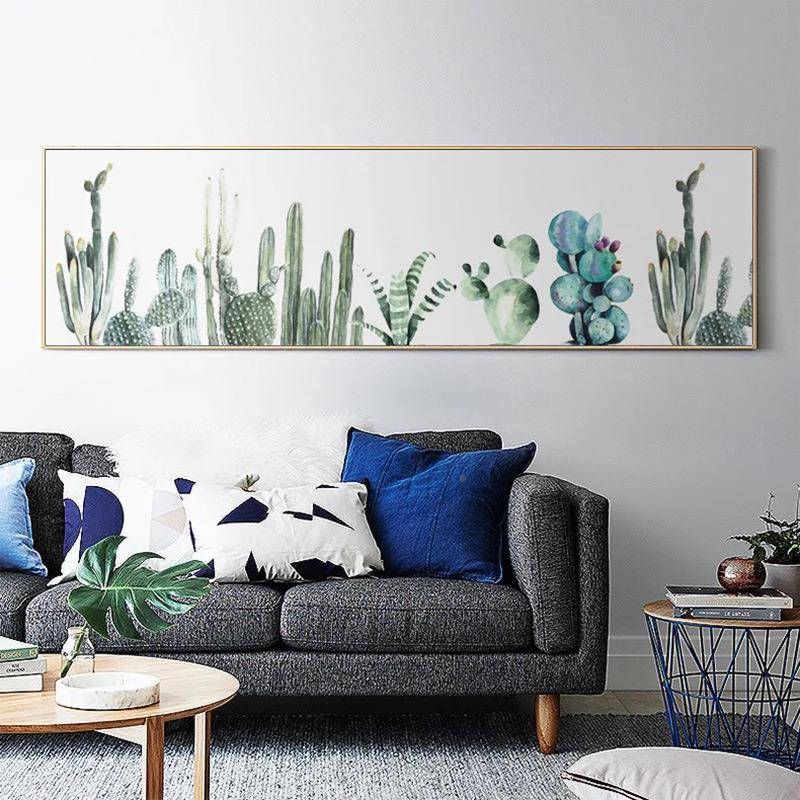 现仙人掌小清新客厅沙背景轻奢装饰画卧QMS室床发头墙壁温代馨挂