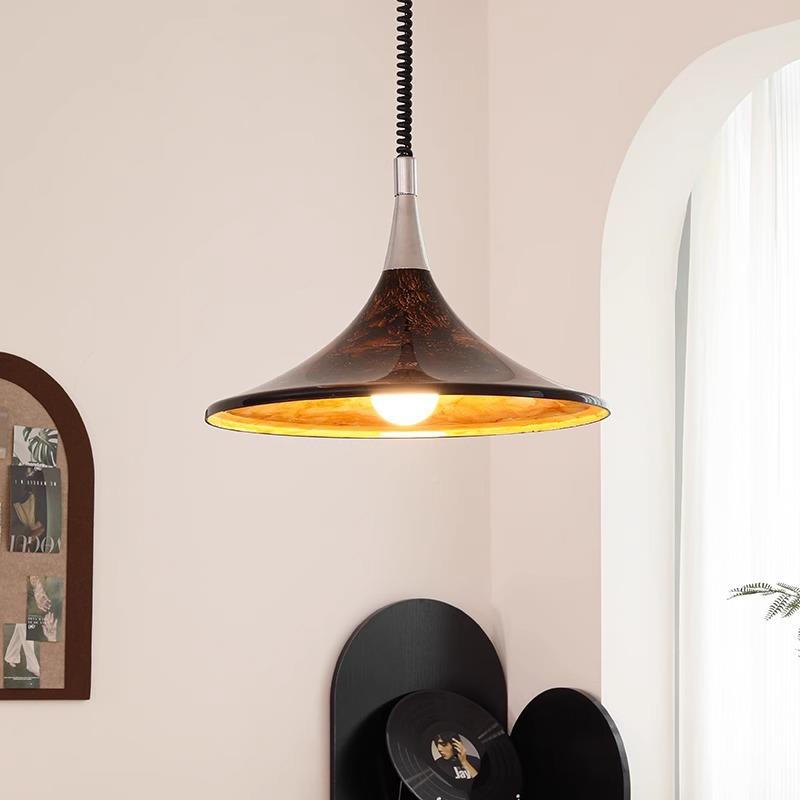 可移位JUT摇餐厅彩绘吊灯法式臂中风古可升降伸缩灯复岛台飞碟古