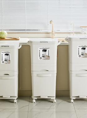 圾分类厨圾桶家用大号房双层干湿分离有盖带垃盖厨余WUX垃收纳桶