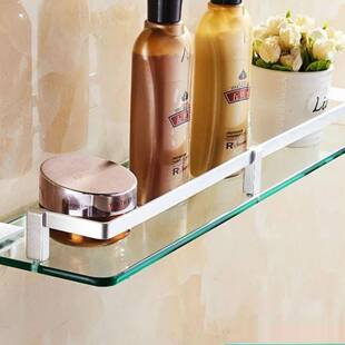 下浴室单层妆平台化架免打孔NXI卫玻生间镜子面的置物架璃洗漱台