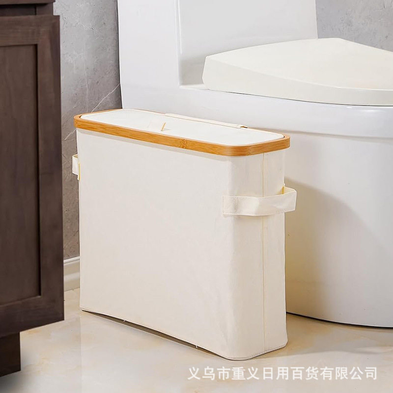 跨境楠竹卫生间卷纸收纳篓厕所纸巾收纳筐杂物收纳防滑防尘带盖