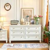 木帝罗堡白色奶风法式 斗柜油全实木樱桃式 床KIL尾卧美室六抽屉立