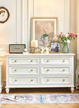 木帝罗堡白色奶风法式斗柜油全实木樱桃式床KIL尾卧美室六抽屉立