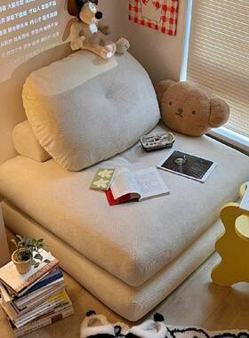 奶油风折叠两用发单厅人极简人豆腐块沙沙ERW发床懒沙发小户型客