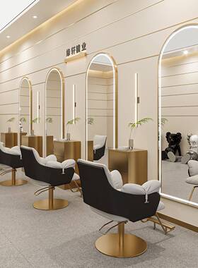 理发店网红镜子墙美发台镜单面灯镜带壁挂式发QZH廊挂LED镜专用智