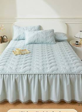 遮A棉质床裙类单件丑下摆2025防新OLF款棉质夹棉床罩尘盖床裙款床