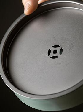 天汝窑锡盖茶壶承陶瓷储水青托盘干功夫泡茶泡台KNW复古高端承壶