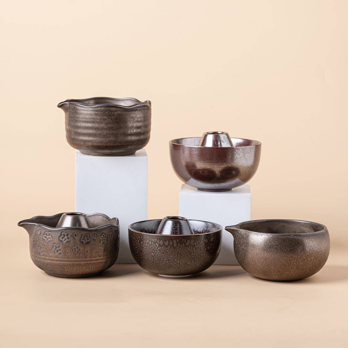 抹跨境日式陶瓷抹茶碗茶套装百本茶筅立NXZ鎏金窑变宋蕴釉立抹茶