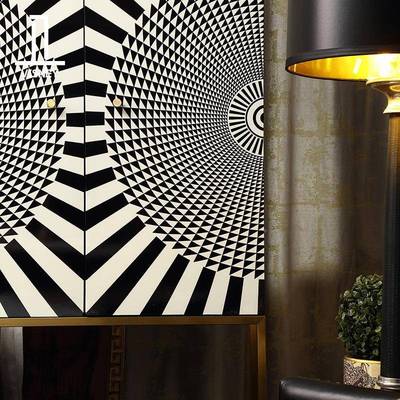 卫装诗理术复古柜酒艺柜饰AMB柜收纳餐边柜家用玄关柜储彩绘柜子C