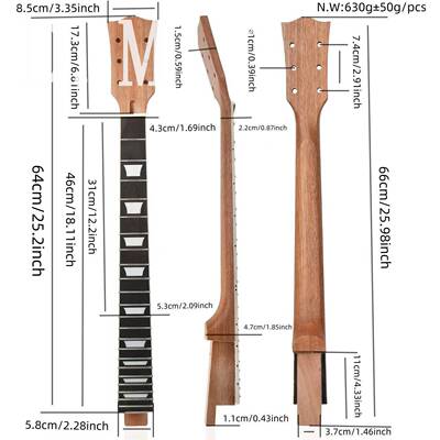 2P2品桃L花木玫瑰木指板电吉他琴柄琴颈HCJ（吊尾内插式芯）琴头