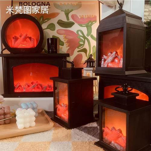 火焰小壁炉氛围灯火家用装饰光炉灯灯室火内桌面摆件假WNH壁炉茂