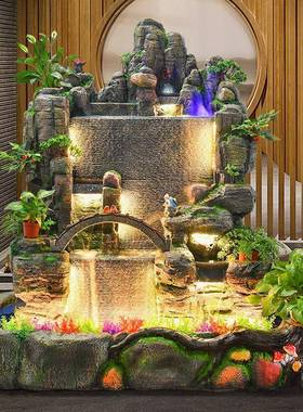 祥如意吉假山流水摆阳台庭院件鱼瀑布造景摆76269件客厅池水车景