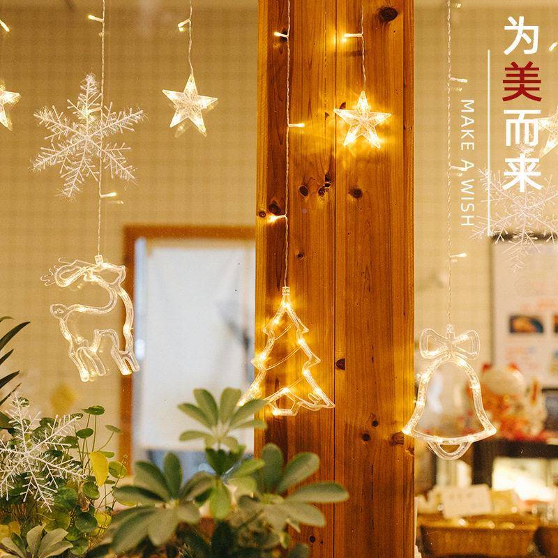 太阳圣诞窗帘灯户外院DIM庭灯墅LED花园别彩灯户外防水灯星星能灯