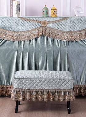 钢琴罩全防罩现代罩简37752约欧式钢琴尘蕾刺丝绣全包钢琴套凳子