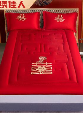 婚庆床垫婚褥子垫被铺底绣花大红陪嫁大豆褥PCX喜180床*200c结m六