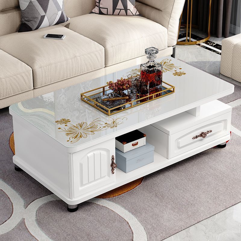 小户型桌子长方形客厅圆角欧式简约现代家用茶几钢化玻璃茶桌茶台