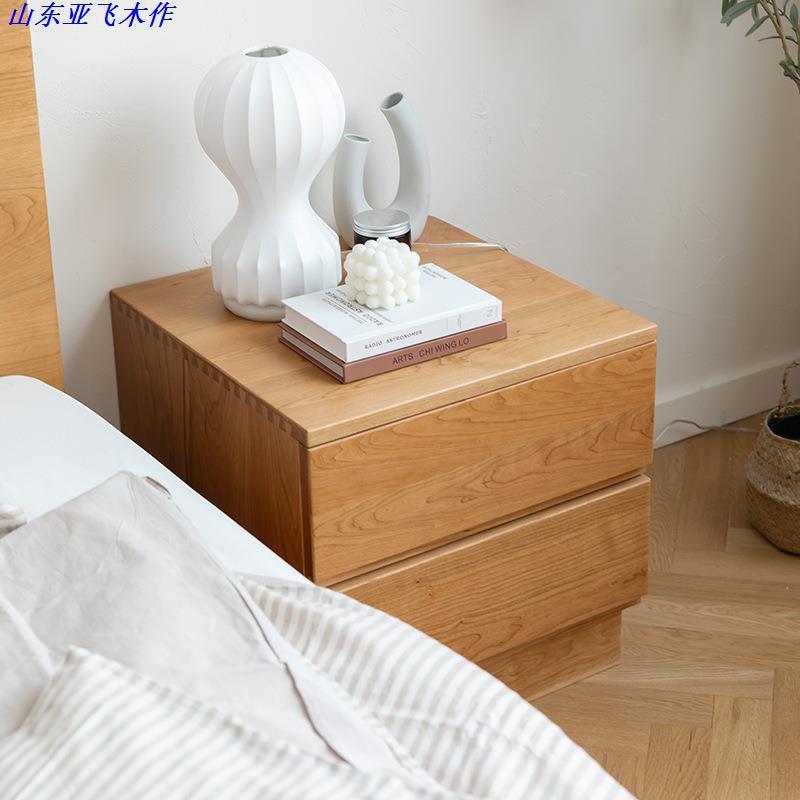 北美床樱桃木头柜CTG-021全实木卧室物床边柜家用床头小户储柜窄型柜