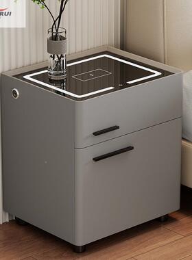 头智UBV能隐藏式保险储密码一实木床柜带卧室床边柜体无线充电物