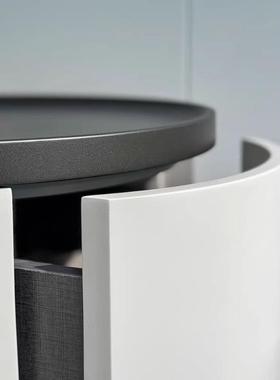 床头柜现简约设师2025款圆形多层实室木卧奶油风BFJ创计意烤漆边