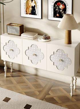 法式贝轻奢边柜欧式柜子IXZ客厅古餐网红玄关柜白色复电视柜壳美