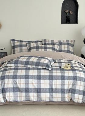 高端加厚全棉床上四件套纯磨毛笠床单UVE被套床保棉暖床三品件套