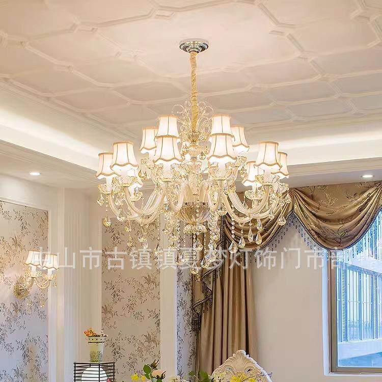 欧式吊灯客厅大现简灯欧家用水晶灯法式GDU别墅奢华气卧室餐代厅