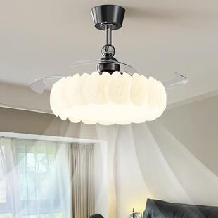 法油式奶风卧室隐OXS风形扇灯中古餐厅风风扇灯全光谱护眼吊扇灯