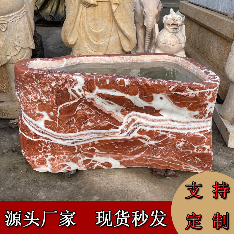 石雕鱼缸 厂家制作大理石花缸 中式户外景观异形大理石鱼缸花缸